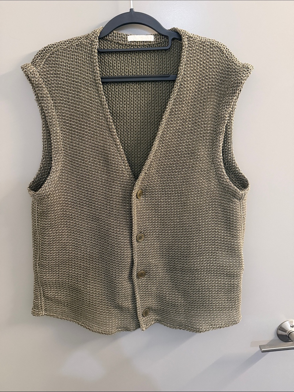 Zara Olive Knit Button Vest